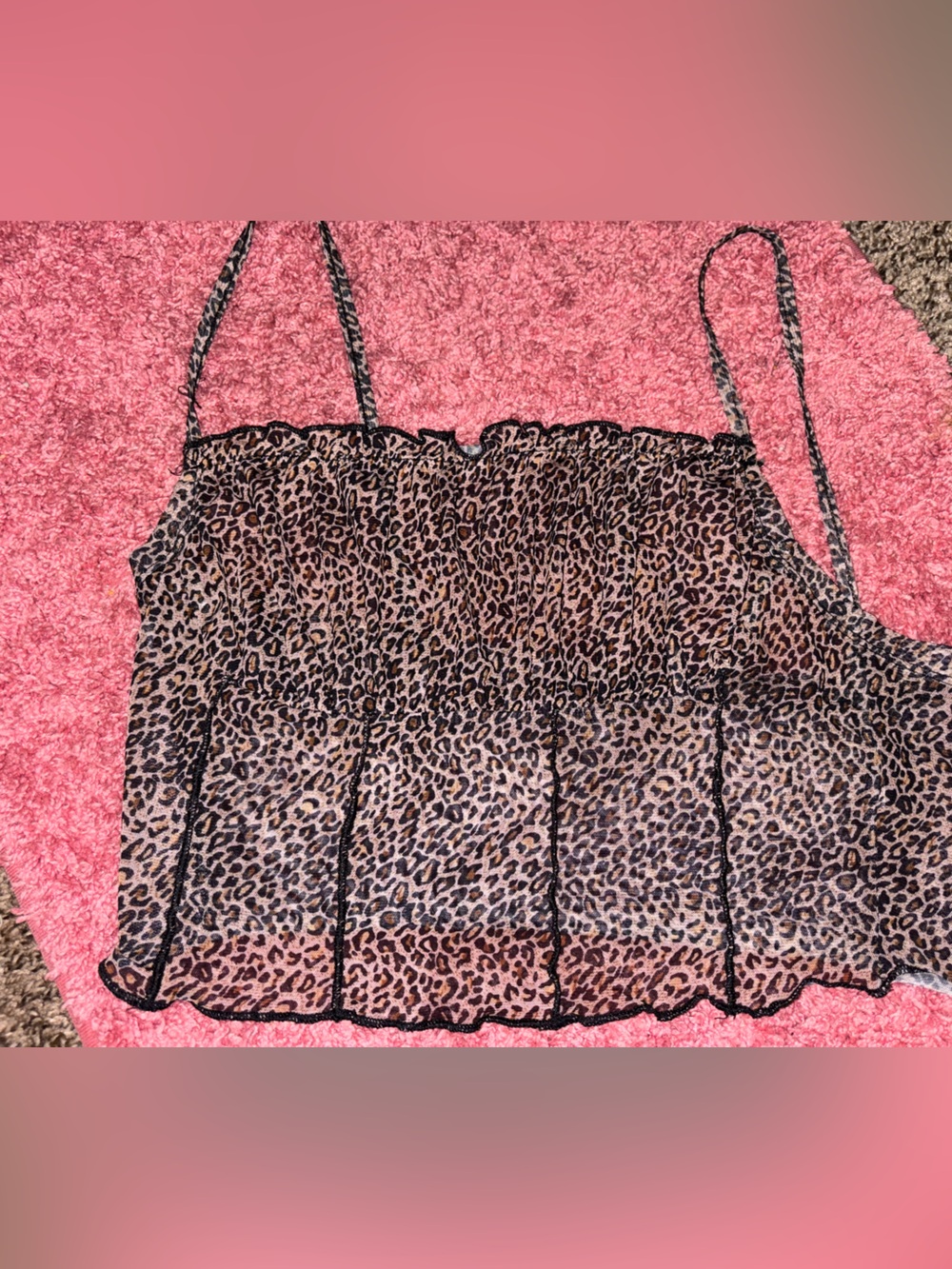 SHEIN Leopard Print Sheer Cami in Brown and Black